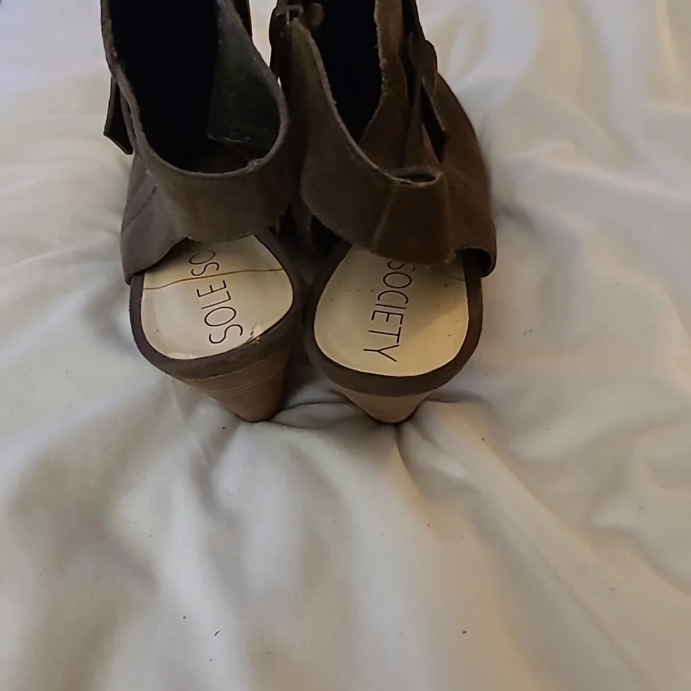 Sole Society Size 11 B Brown Suede Leather Ankle Booties - Picture 6 of 10